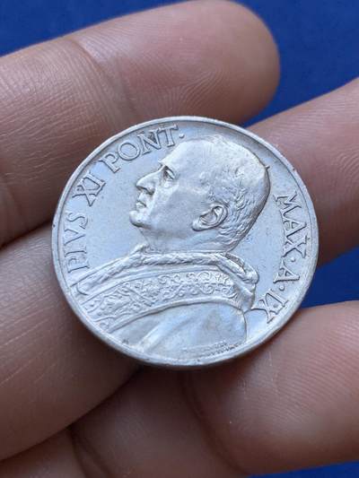 《竞宝斋》第417场 周日，周一，2场连拍 （全场包邮） 教皇国1930年庇护十一世10里拉银币