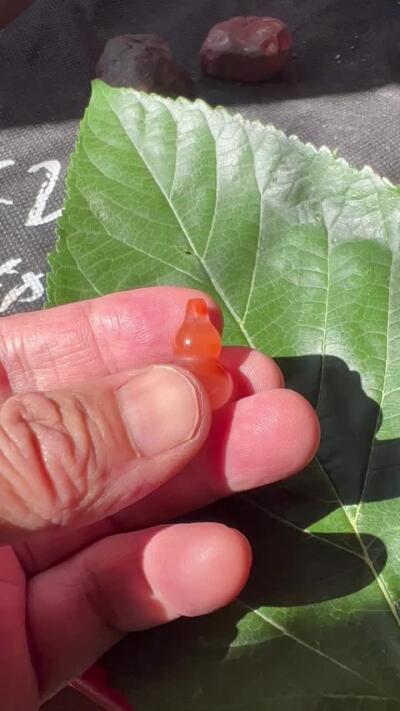 零元拍：漂亮的南红玛瑙葫芦，纯手工，尺寸约：大肚 13，小肚 9，高 20MM，3.6克，因为拍照环境以及光线的变化，颜色以实物为准。