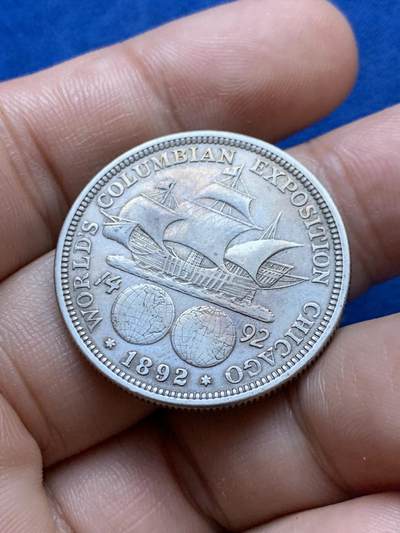 《竞宝斋》第417场 周日，周一，2场连拍 （全场包邮） 美国 1892年 哥伦布 50分 半圆银币