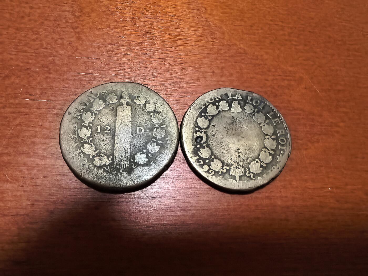 长老汇蛇年精选第四十三场拍卖 1792法国路易十六12丹尼尔铜币2枚