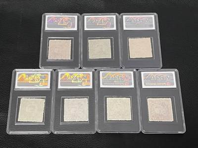 洪涛臻品批发群 精选邮票限时拍卖第1108期  华北区中国共产党诞生28周年纪念邮票一套，(注：10元ASG85无OP，不是筋)，其余ASG85OP，120元壳子右下角轻微裂痕（评级回来就这样，如图）解放区草纸票，人气精品，能评到85OP已是十分不易，上品无贴裸票800+，7枚评级费下来接近800，送评成本1600左右，解放区票由于当时技术有限，纸张质量都特别差，多数都是80分，85分在很多品种里都是冠军分。注意提前囤精品