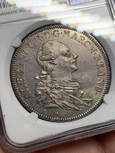 《竞宝斋》第417场 周日，周一，2场连拍 （全场包邮） 唯一冠军分 NGC MS64 德国 勃兰登堡-安斯巴赫侯爵领 1780 查尔斯·亚历山大 泰勒大银币