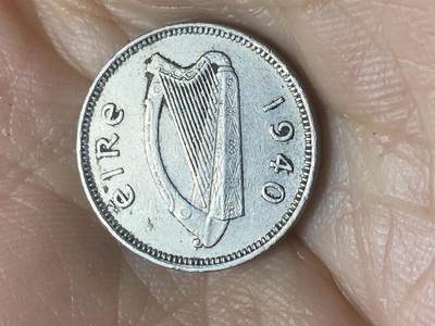 2025年第八十八场(总第一百一十四场）外国好品散币(免佣金) 少见–爱尔兰🇮🇪1940年3便士(共和国时期第一套第一版，纯镍材质版，关门年仅发行2年)