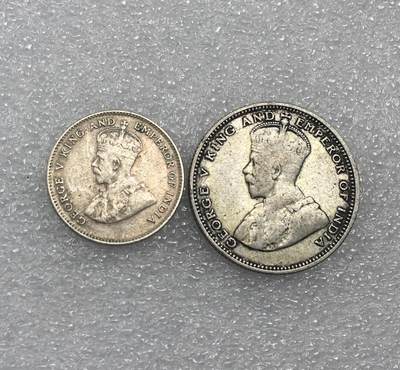 世界钱币专场拍卖 - 1927年英属海峡殖民地乔五10.20分流通银币 2枚一组