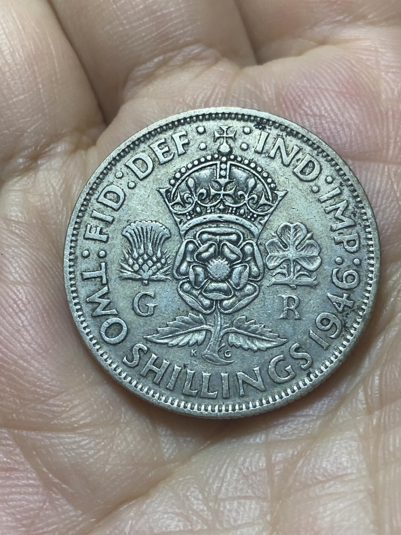 2025年第八十八场(总第一百一十四场）外国好品散币(免佣金) 英国🇬🇧1946年1弗洛林银币(等值2先令，乔治六世第一版关门年，500银)