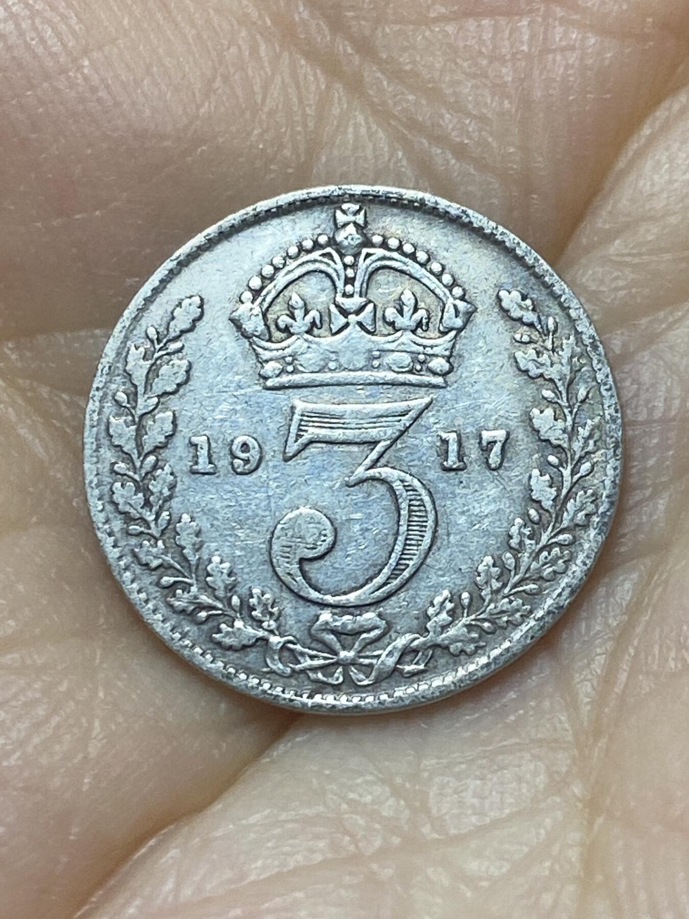 2025年第八十八场(总第一百一十四场）外国好品散币(免佣金) 英国🇬🇧1917年3便士银币(乔治五世第一版，925高银)