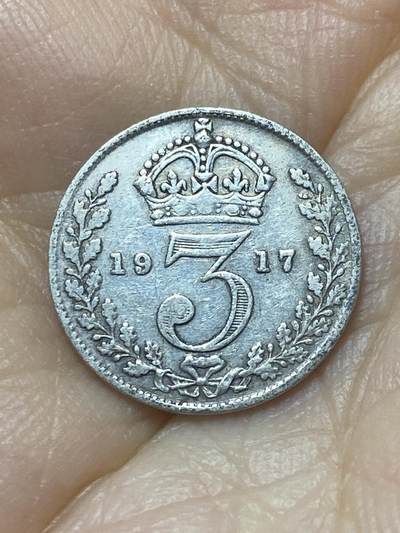 2025年第八十八场(总第一百一十四场）外国好品散币(免佣金) - 英国🇬🇧1917年3便士银币(乔治五世第一版，925高银)