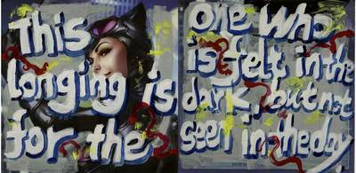 零元拍：歪歪 OWSON 系列作品装饰画，《英雄与诗歌系列：猫女》。两幅为一套，单幅尺寸：295MM X295MM/张，拍品不含装裱 - 零元拍：歪歪 OWSON 系列作品装饰画，《英雄与诗歌系列：猫女》。两幅为一套，单幅尺寸：295MM X295MM/张，拍品不含装裱