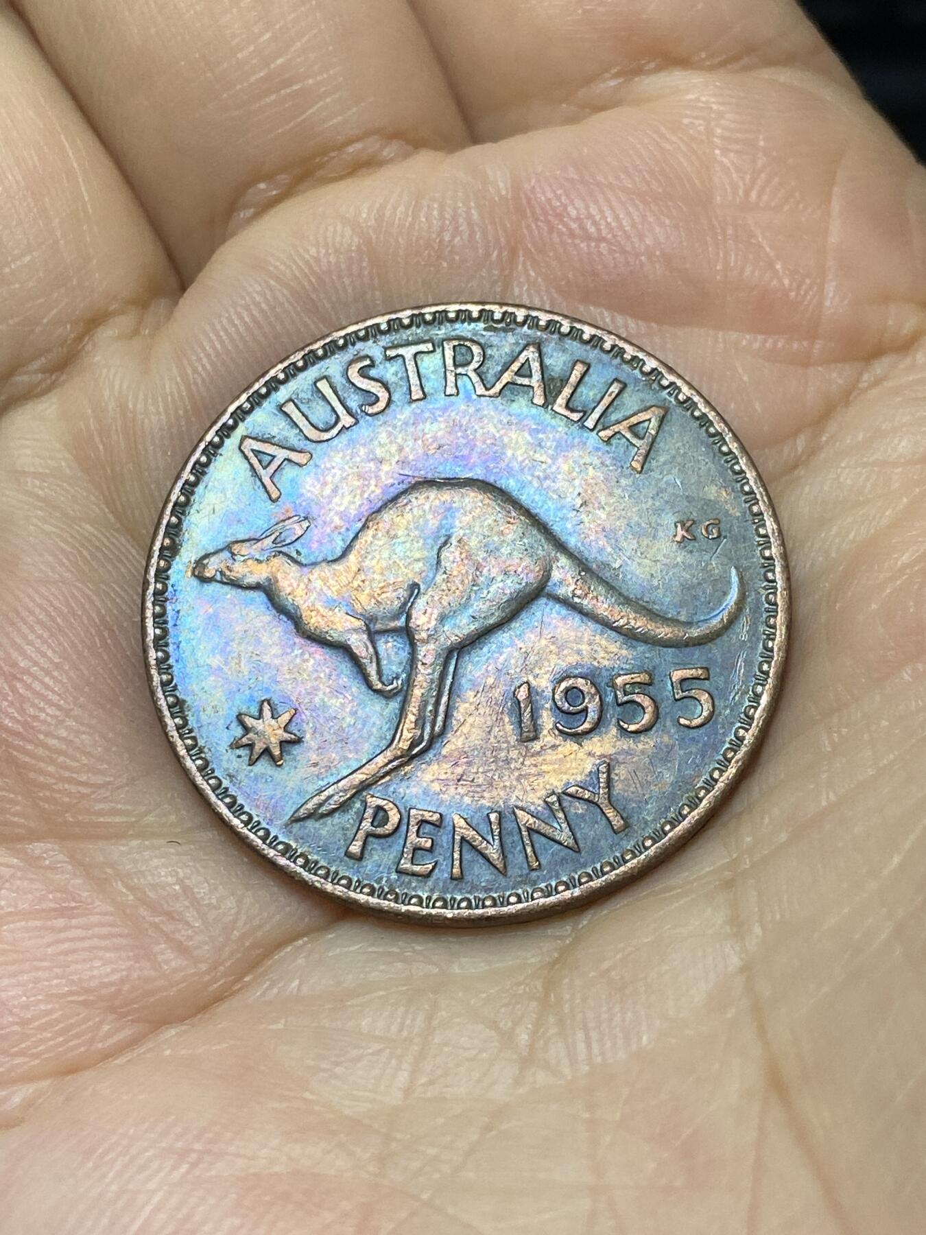 2025年第八十八场(总第一百一十四场）外国好品散币(免佣金) 澳大利亚🇦🇺1955年1便士(伊丽莎白二世青年桂冠，第二套首发年)