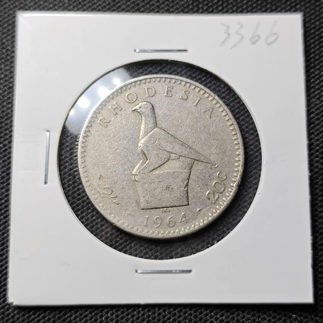 KK钱币收藏小铺 第333期 2月预留时间 周末发货  1964英属罗得西亚20分