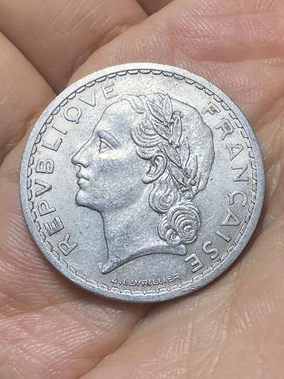 2025年第八十八场(总第一百一十四场）外国好品散币(免佣金) 法国🇫🇷1947年5法郎(Open 9–开口9版，B标博蒙莱罗热造)