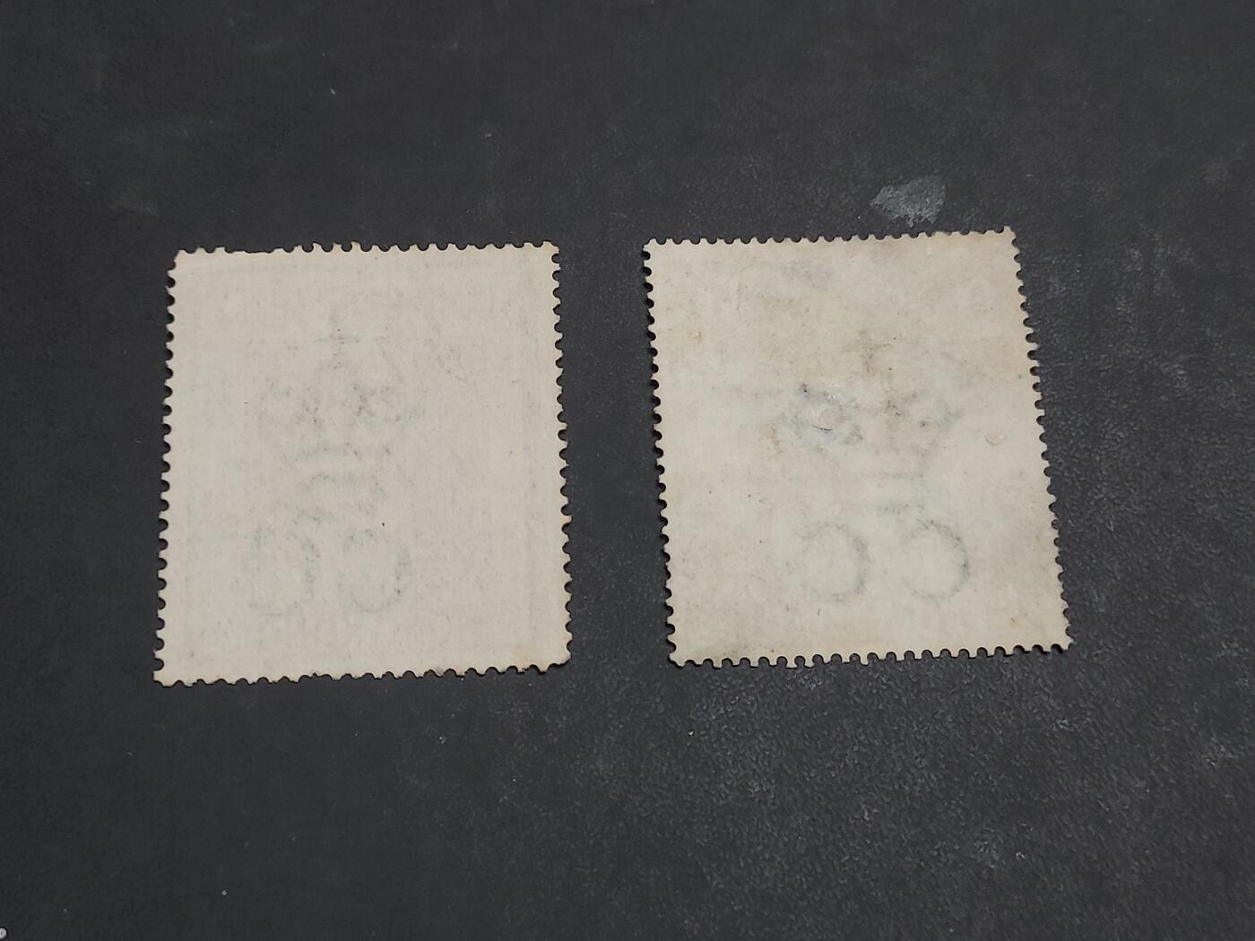 博彦收藏  KT 9月13日 8点 邮票专场 香港维多利亚女皇1元税票不同颜色旧票2枚，上品