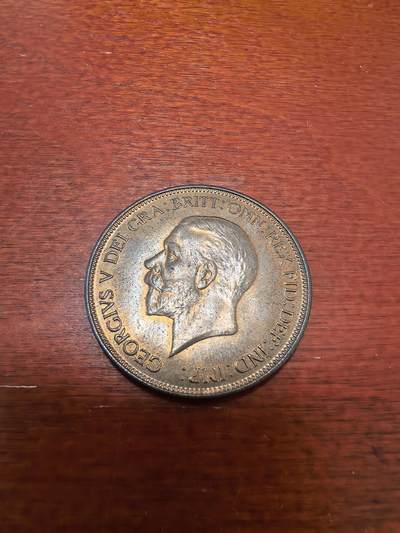 长老汇蛇年精选第四十三场拍卖 - 1935英国乔治五世1便士铜币，透打，未流通品，克书价高