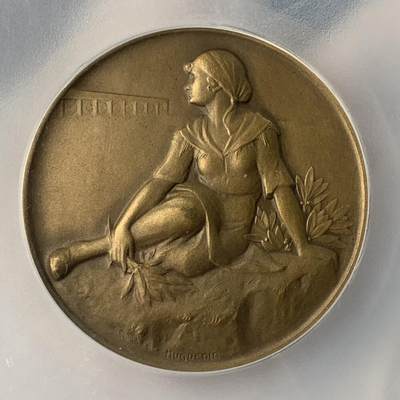 掌中浮雕-藏着的欧洲第035场 - PCGS SP64 : 1929年瑞士提契诺射击节铜章，50mm