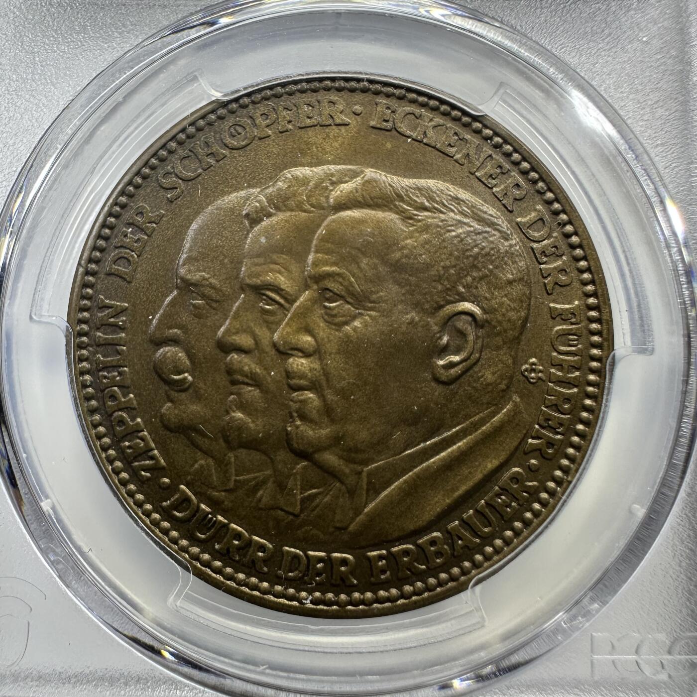 1929年齐柏林飞艇环游世界 铜章 PCGS SP65
