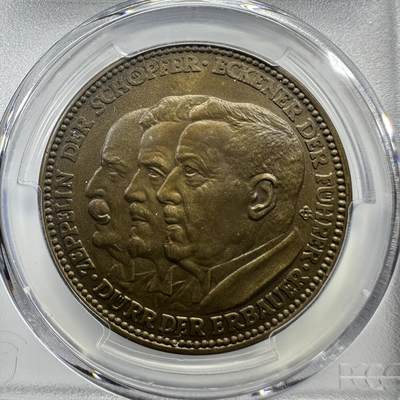 1929年齐柏林飞艇环游世界 铜章 PCGS SP65 - 1929年齐柏林飞艇环游世界 铜章 PCGS SP65