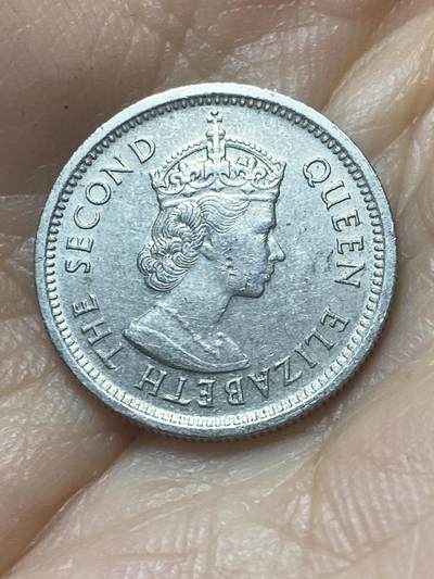 2025年第八十八场(总第一百一十四场）外国好品散币(免佣金) 东加勒比1965年10分(伊丽莎白二世青年带冠，第一版)