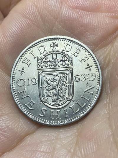 2025年第八十八场(总第一百一十四场）外国好品散币(免佣金) - 英国🇬🇧1963年1先令(伊丽莎白二世青年桂冠第二版，苏格兰盾徽版)