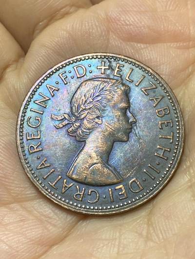 2025年第八十八场(总第一百一十四场）外国好品散币(免佣金) 澳大利亚🇦🇺1955年1便士(伊丽莎白二世青年桂冠，第二套首发年)