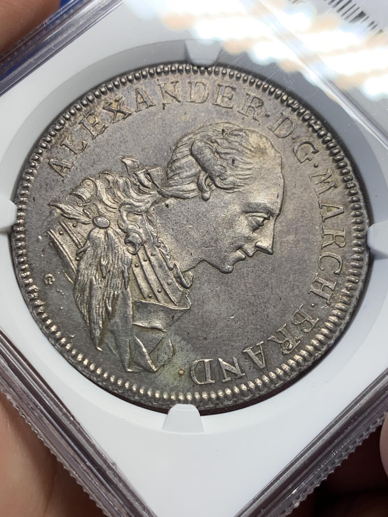 《竞宝斋》第417场 周日，周一，2场连拍 （全场包邮） 唯一冠军分 NGC MS64 德国 勃兰登堡-安斯巴赫侯爵领 1780 查尔斯·亚历山大 泰勒大银币