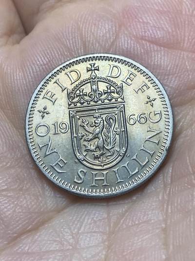 2025年第八十八场(总第一百一十四场）外国好品散币(免佣金) - 英国🇬🇧1966年1先令(伊丽莎白二世青年桂冠第二版，苏格兰盾徽版)
