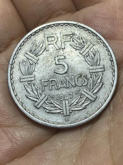 2025年第八十八场(总第一百一十四场）外国好品散币(免佣金) - 法国🇫🇷1947年5法郎(Open 9–开口9版，B标博蒙莱罗热造)
