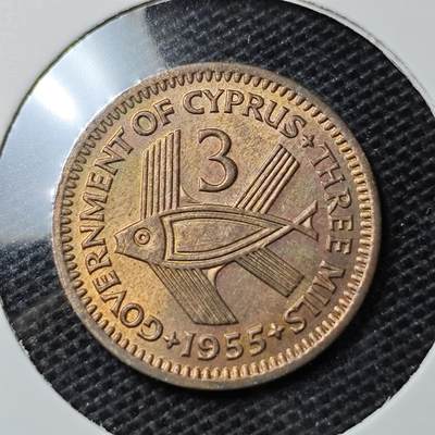 KK钱币收藏小铺 第333期 2月预留时间 周末发货 -  1955英属塞浦路斯3米尔铜币
