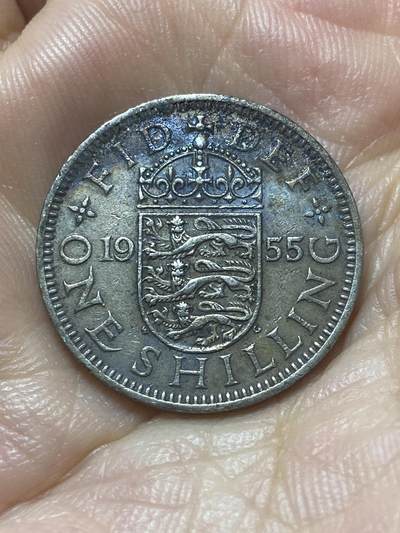 2025年第八十八场(总第一百一十四场）外国好品散币(免佣金) - 英国🇬🇧1955年1先令(伊丽莎白二世青年桂冠第二版，英格兰盾徽版)