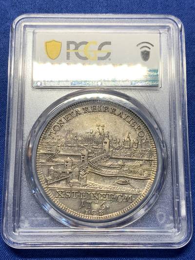 《竞宝斋》第417场 周日，周一，2场连拍 （全场包邮） PCGS AU 雷根斯堡 1756年 景观泰勒 大银币德系景观名誉品种 高点不错