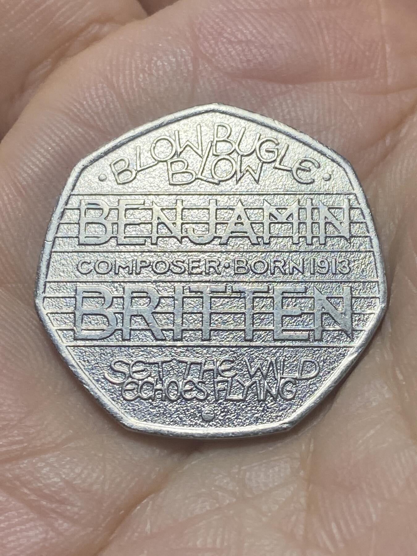 2025年第八十八场(总第一百一十四场）外国好品散币(免佣金) 英国🇬🇧2013年50便士(英国著名作曲家–本杰明·布里顿诞辰100周年)