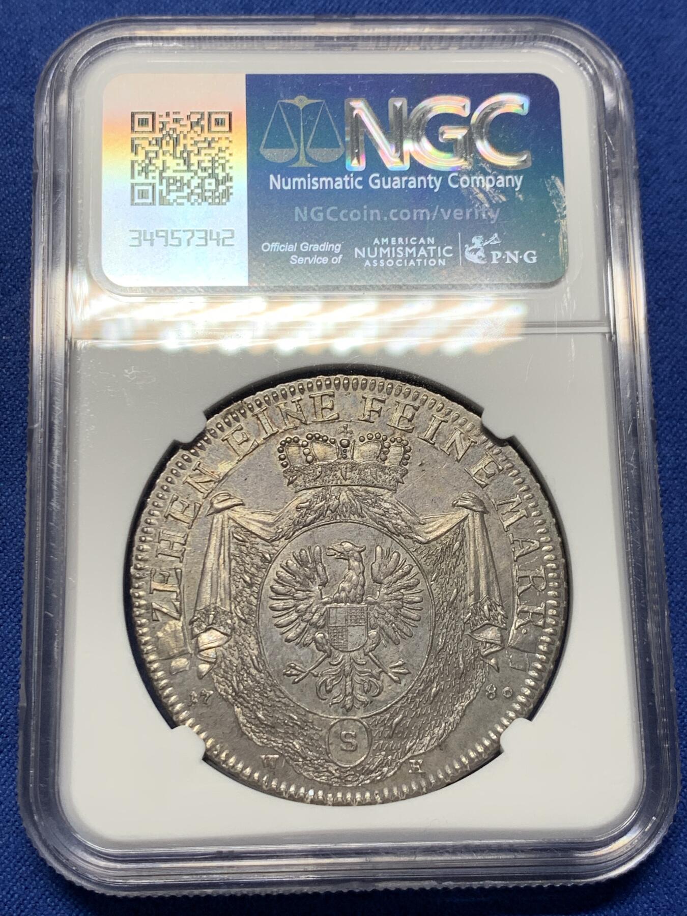 《竞宝斋》第417场 周日，周一，2场连拍 （全场包邮） 唯一冠军分 NGC MS64 德国 勃兰登堡-安斯巴赫侯爵领 1780 查尔斯·亚历山大 泰勒大银币