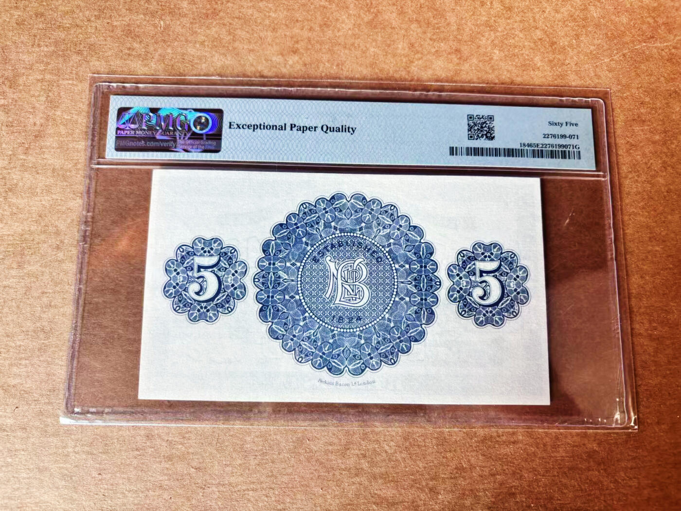 【Blue Auction】世界纸币精拍第722期——18级TOP拍卖/信誉/品质/专业/高效💫  北爱尔兰 1968年5镑 PMG65EPQ 