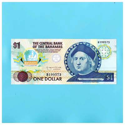 全新UNC 巴哈马1992年1元 P-50 哥伦布首次登陆美洲500周年纪念钞 - 全新UNC 巴哈马1992年1元 P-50 哥伦布首次登陆美洲500周年纪念钞