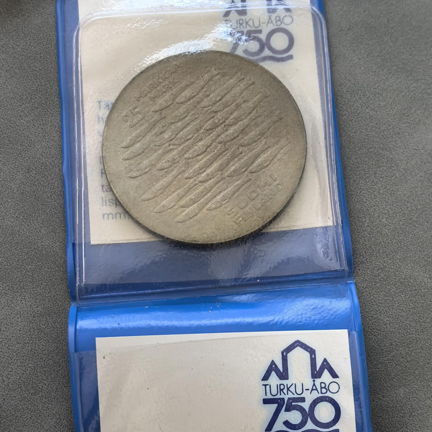 道一币馆币章第一百四十五场 原包装带证 芬兰1979年图尔库建城750周年25马克纪念银币