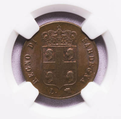 NGC-MS63BN 1842撒丁岛野人头3分铜币 亚军 - NGC-MS63BN 1842撒丁岛野人头3分铜币 亚军