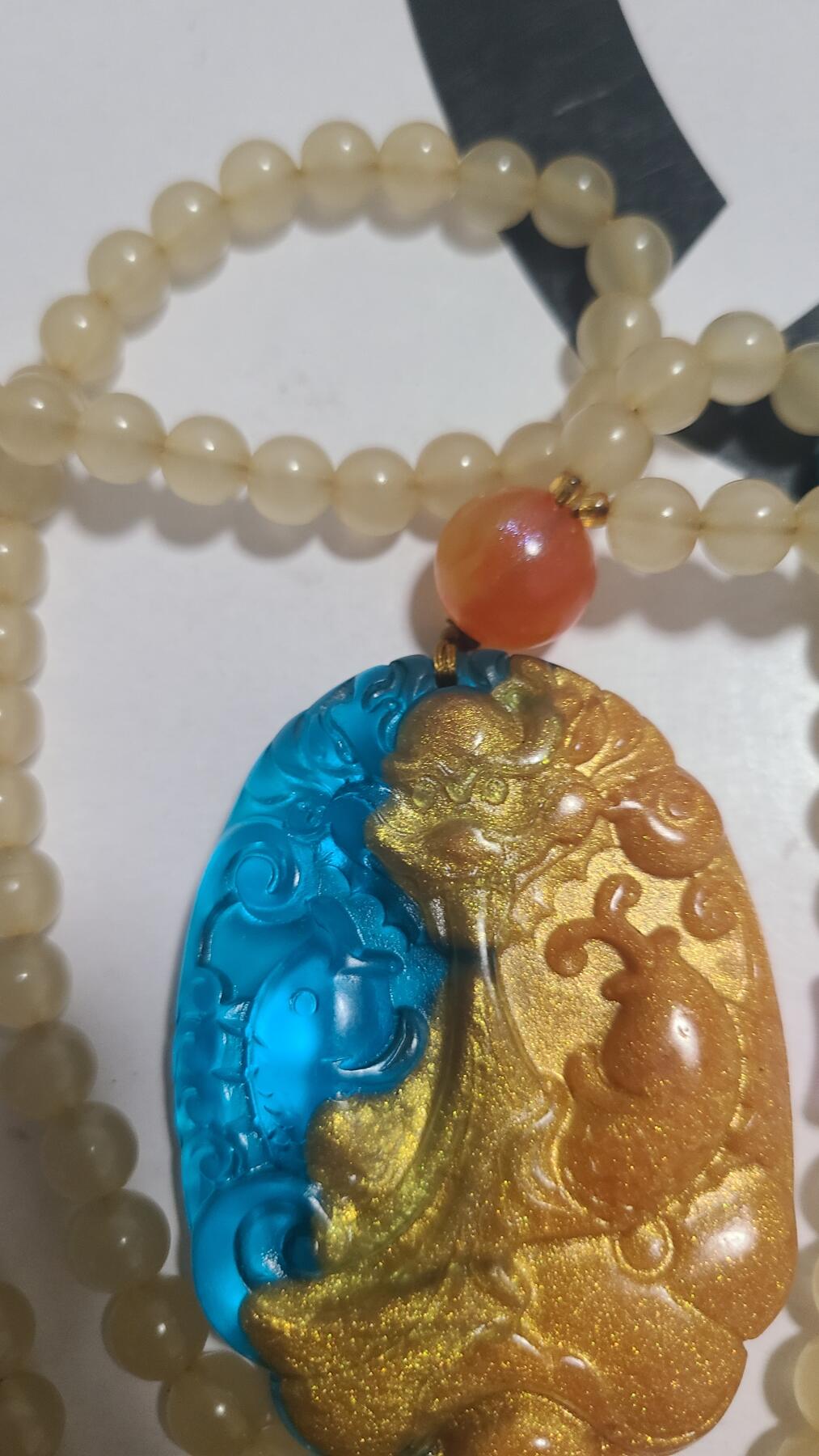 蓝奢待黄绿共生沉香吊坠，很香很香，保真，保天然