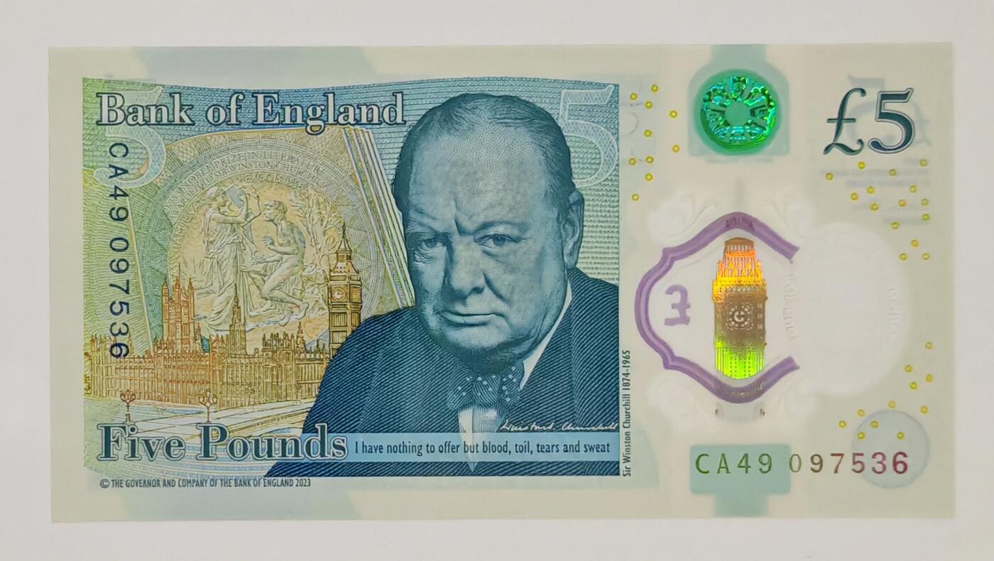 【礼羽收藏】🌏世界钱币拍卖第103期 欧洲，英国，2024年，5磅，查尔斯版，塑料钞，全新UNC