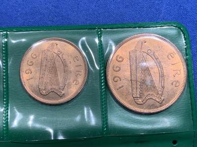 《竞宝斋》第417场 周日，周一，2场连拍 （全场包邮） 英属爱尔兰1966年原光年套，共8枚硬币，2先令6便士-1/4便士。小面值少。动物设计趣味独特，细节见图。