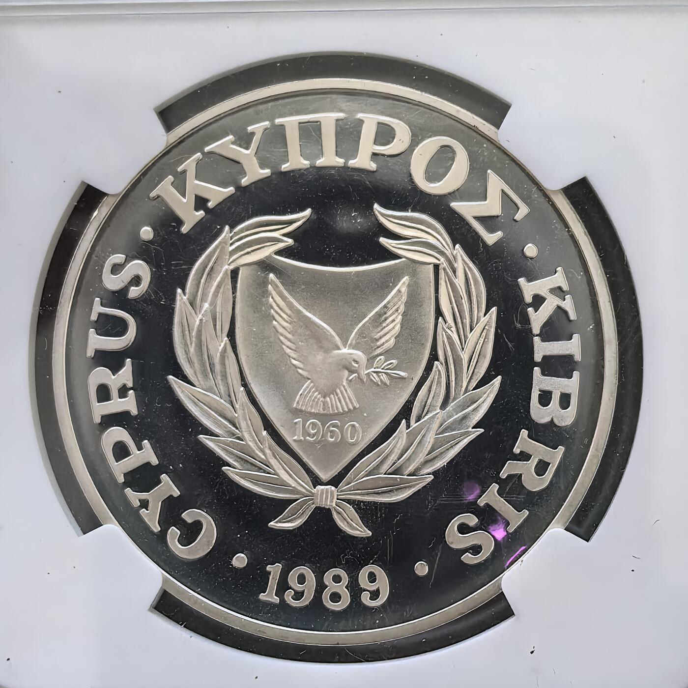 道一币馆币章第一百四十五场 NGC MS68 塞浦路斯1989年拯救儿童基金镑精制银币