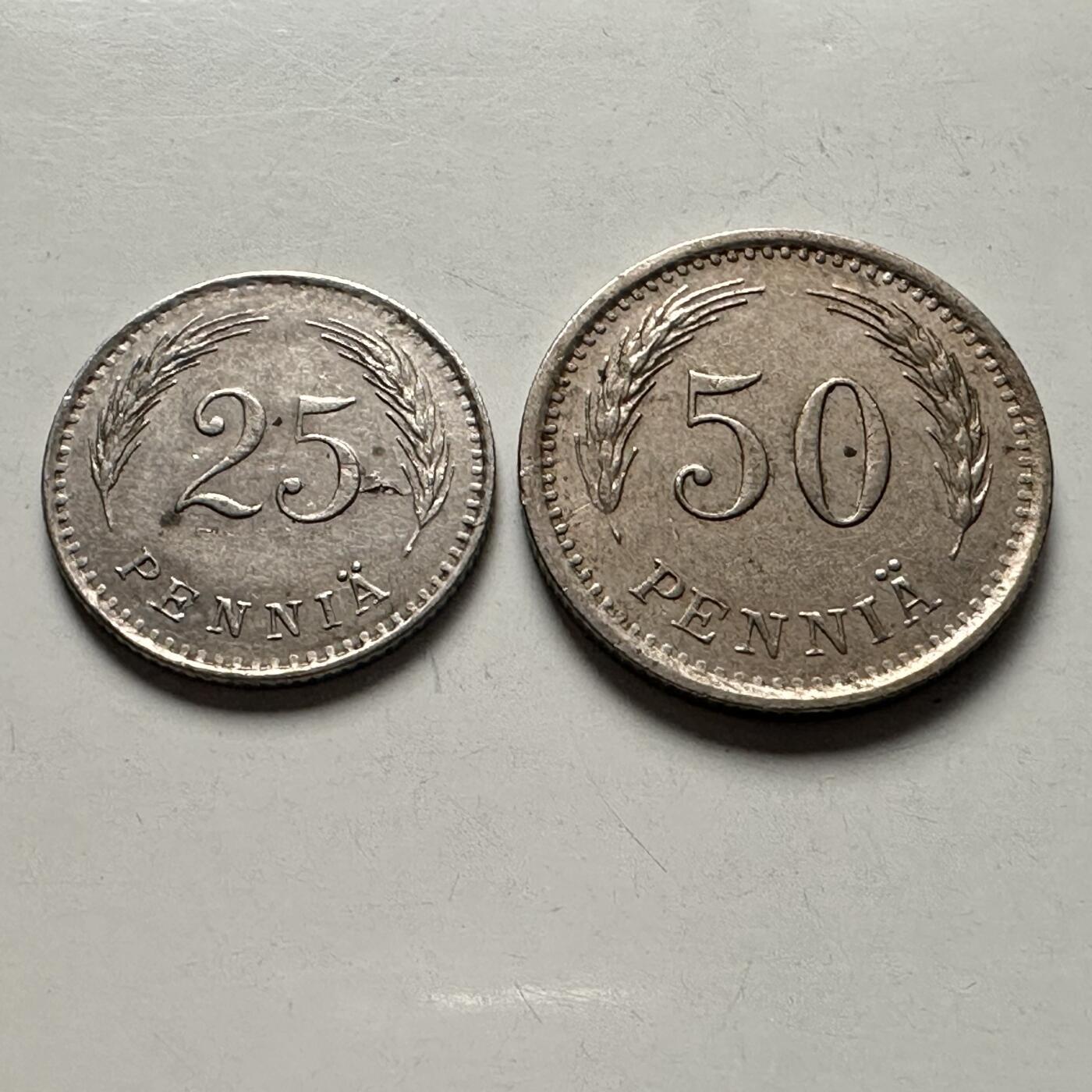 🌹外币初藏🌹🐯2025年第100场  每周二四六晚8️⃣点 接代拍 芬兰25/50芬尼一对