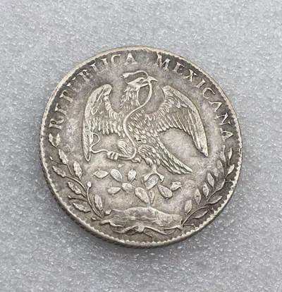 世界钱币专场拍卖 - 1885年GO版墨西哥花边鹰洋8R流通银币 26.8克 90%银
