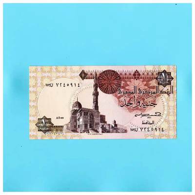 全新UNC  埃及1985年1镑 P-50c   稀少 阿布辛拜勒法老 注意签名 - 全新UNC  埃及1985年1镑 P-50c   稀少 阿布辛拜勒法老 注意签名