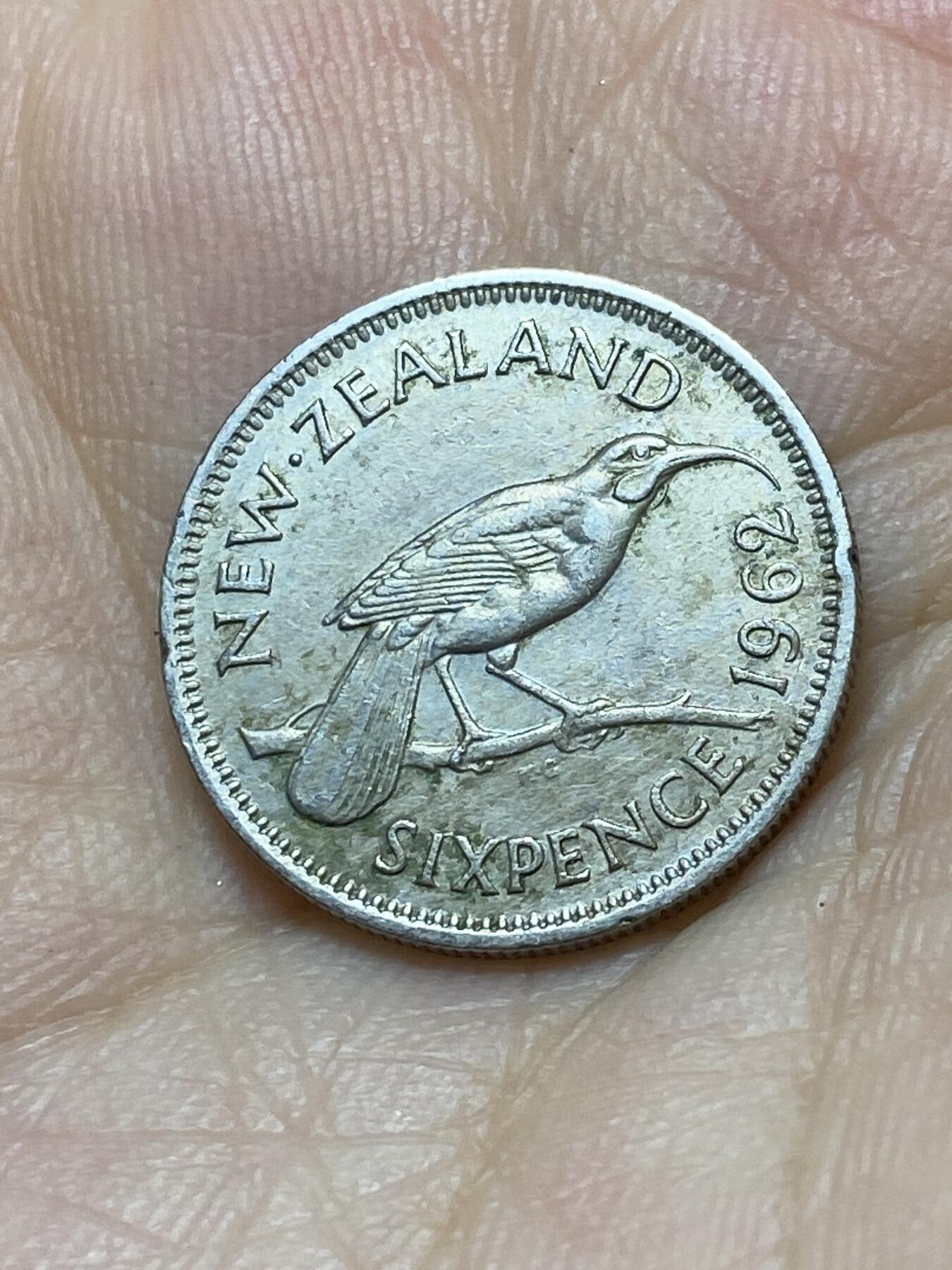 2025年第八十八场(总第一百一十四场）外国好品散币(免佣金) 新西兰🇳🇿1962年6便士(伊丽莎白二世青年桂冠，第二版)