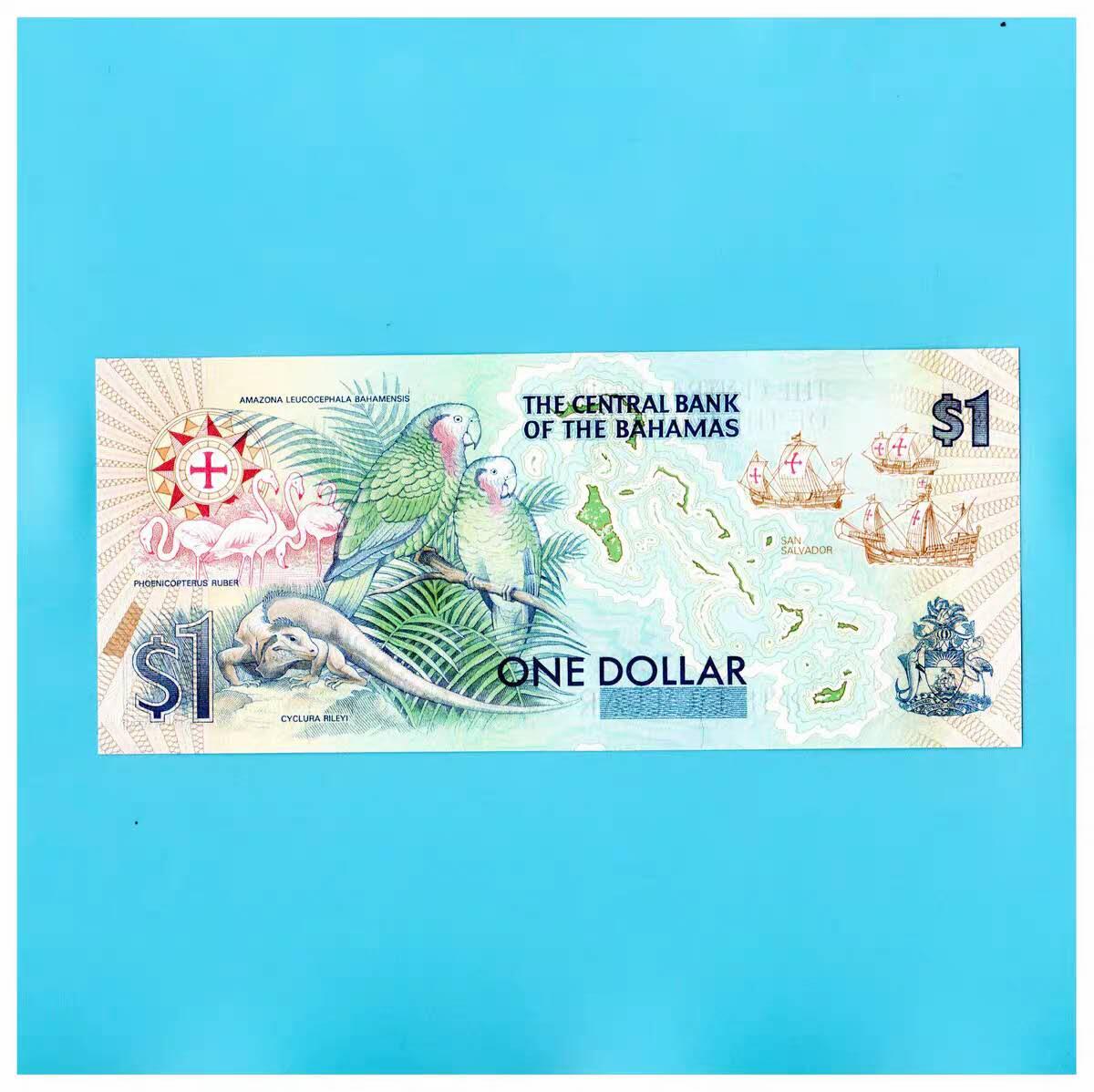 全新UNC 巴哈马1992年1元 P-50 哥伦布首次登陆美洲500周年纪念钞