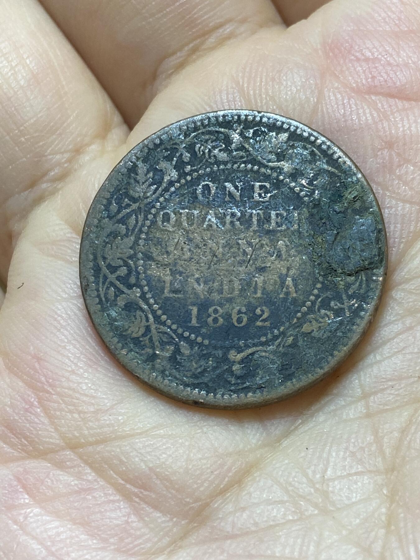 2025年第八十八场(总第一百一十四场）外国好品散币(免佣金) 英属印度1862年1/4安娜(维多利亚女王时期，A型半身像，1型反面花纹，c版加尔各答造)