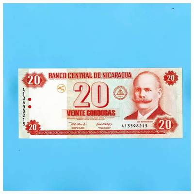 全新UNC 尼加拉瓜2002年20科巴多  P-192  何塞·桑托斯·塞拉亚 - 全新UNC 尼加拉瓜2002年20科巴多  P-192  何塞·桑托斯·塞拉亚