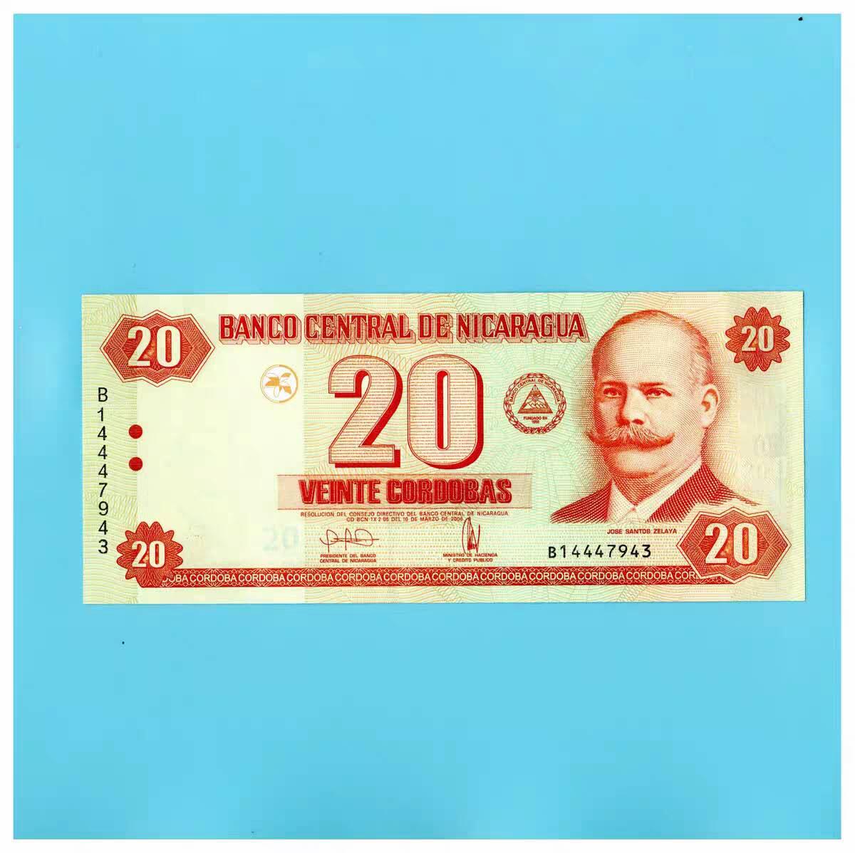 全新UNC 尼加拉瓜2006年20科巴多  P-197  何塞·桑托斯·塞拉亚