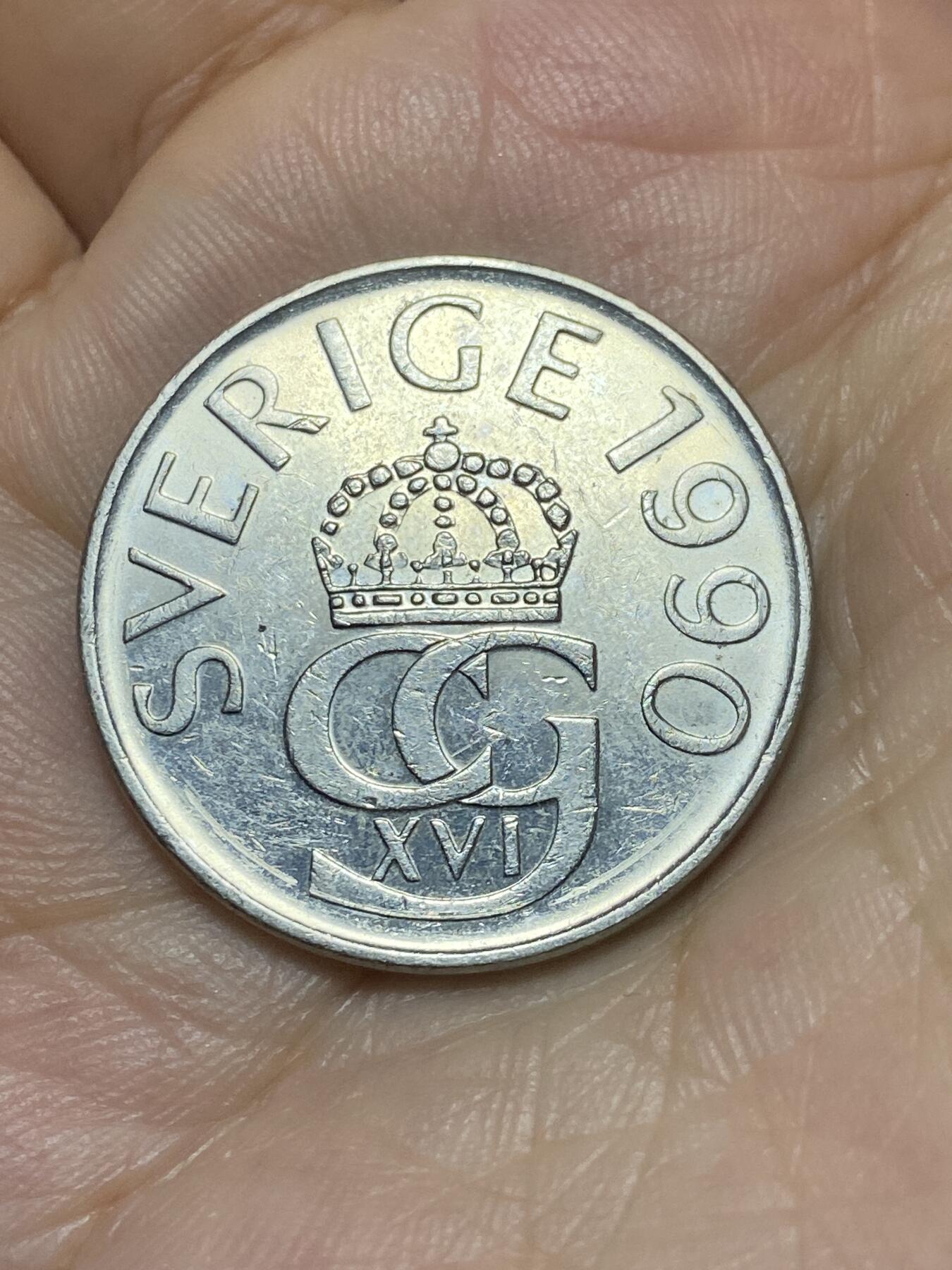 2025年第八十九场(总第一百一十五场）外国好品散币(免佣金) 瑞典🇸🇪1990年5克朗(卡尔十六世古斯塔夫时期第一版，D标)