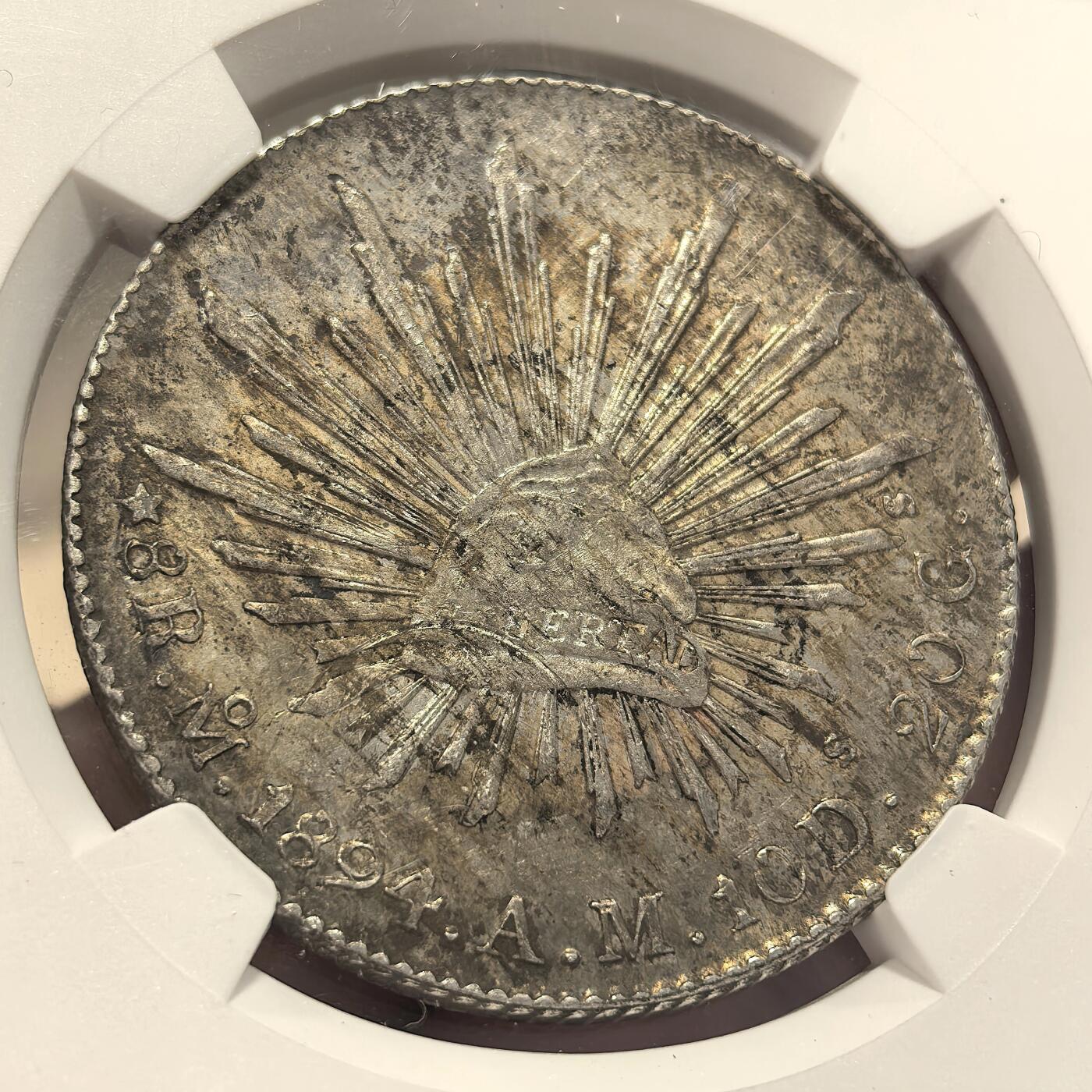 博洋堂世界钱币拍卖第139期（全场包邮） NGC UNC 墨西哥1894年MO AM版花边鹰洋，UNC原味