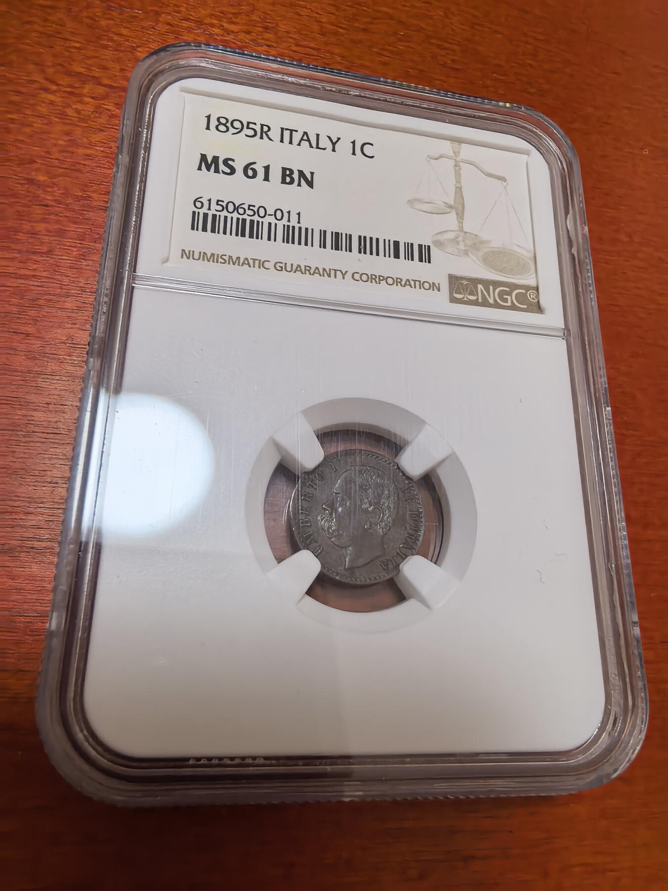 长老汇蛇年精选第四十四场拍卖 1895R ITALY意大利翁贝托一世1分铜币，NGC MS61BN，更高分仅有13枚